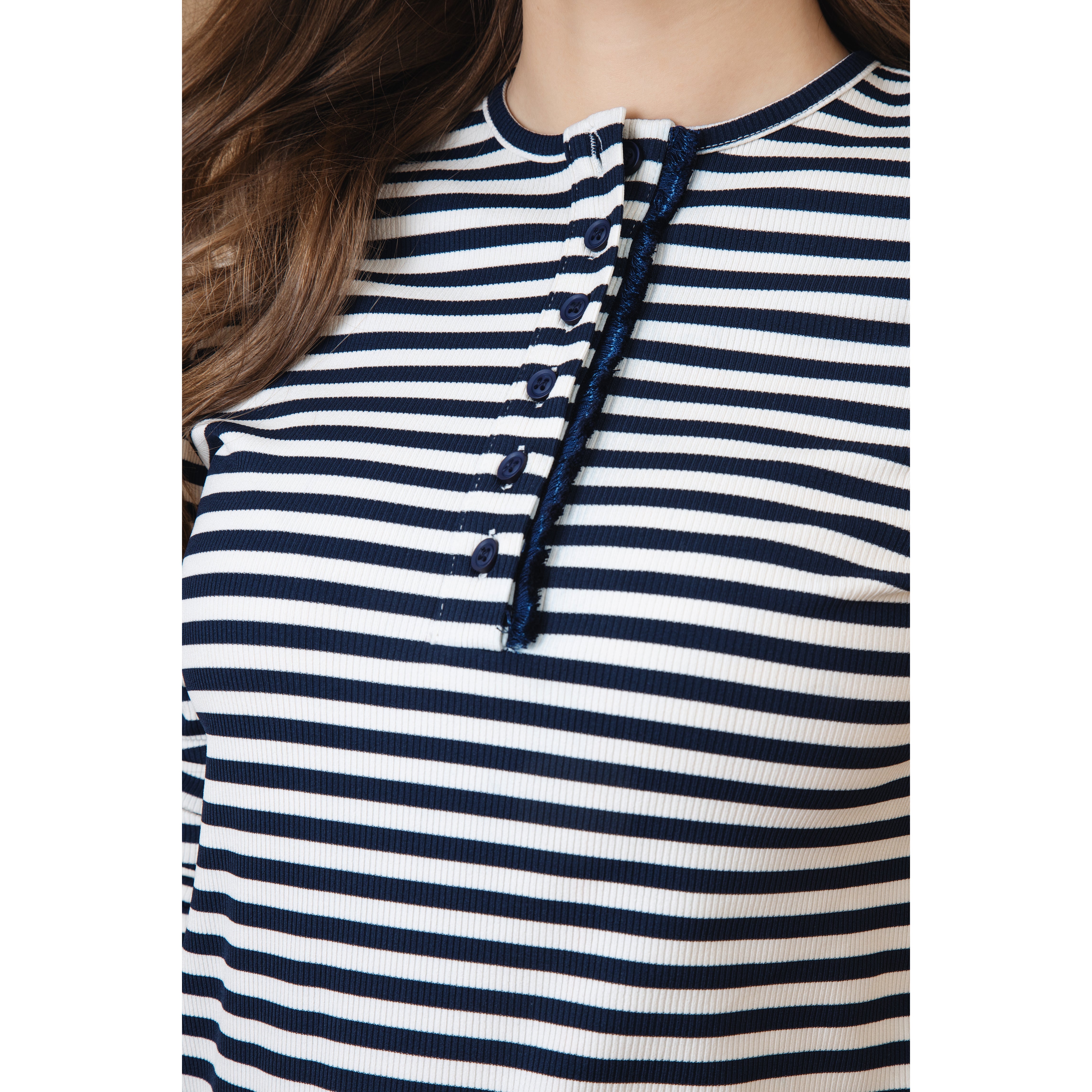 NAVY STRIPE FRINGE TEE