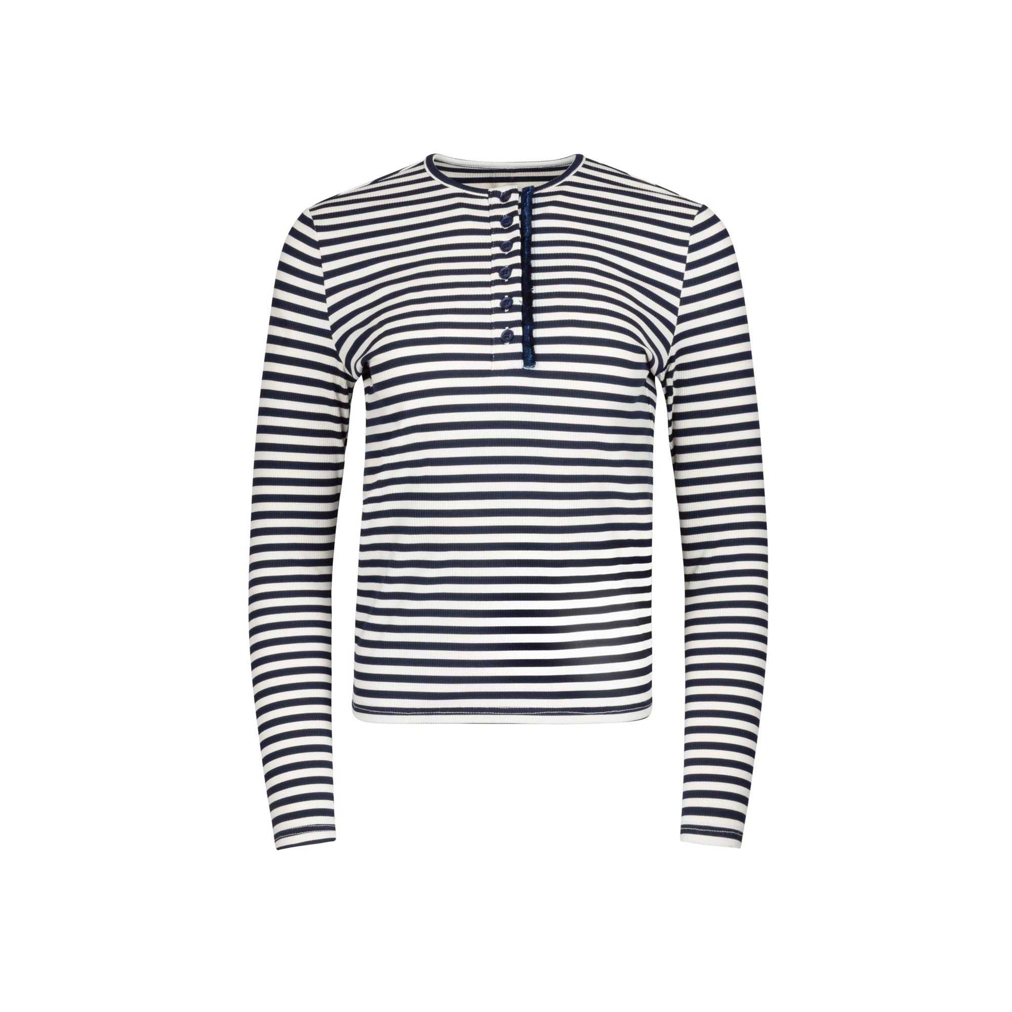 NAVY STRIPE FRINGE TEE