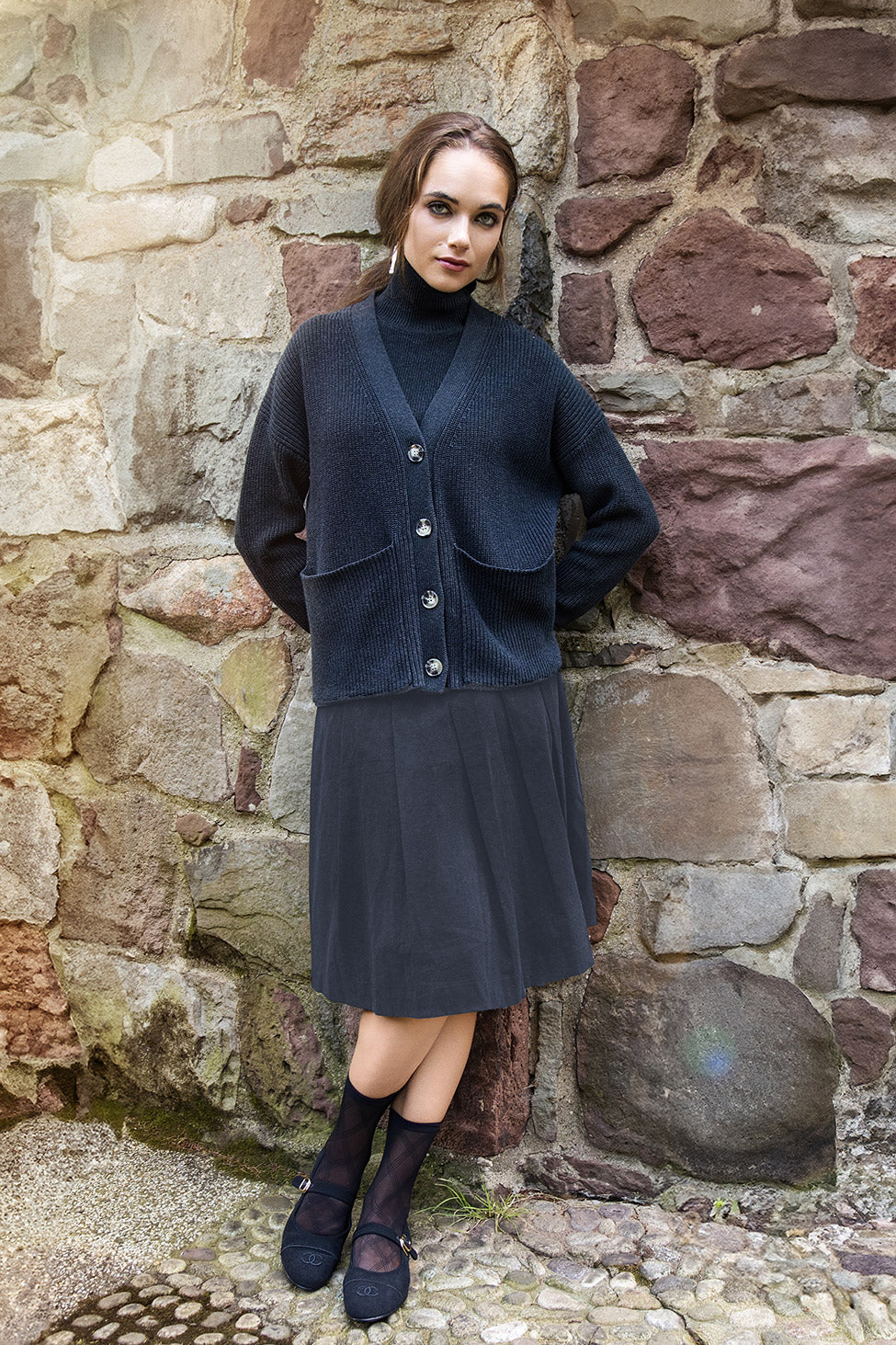 SUEDE CORD PLEATED SKIRT