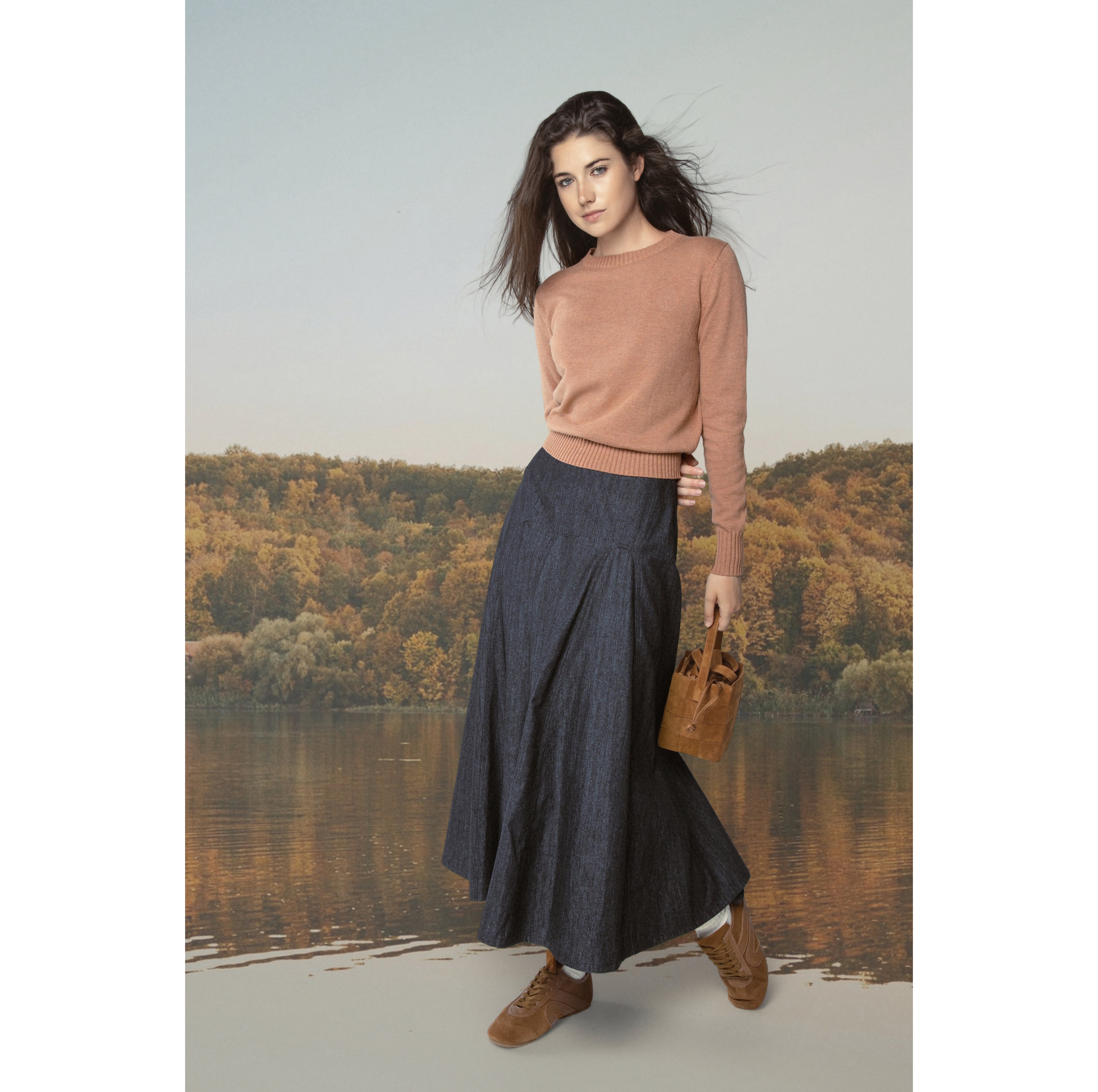 BLACK DENIM LUMEN SKIRT