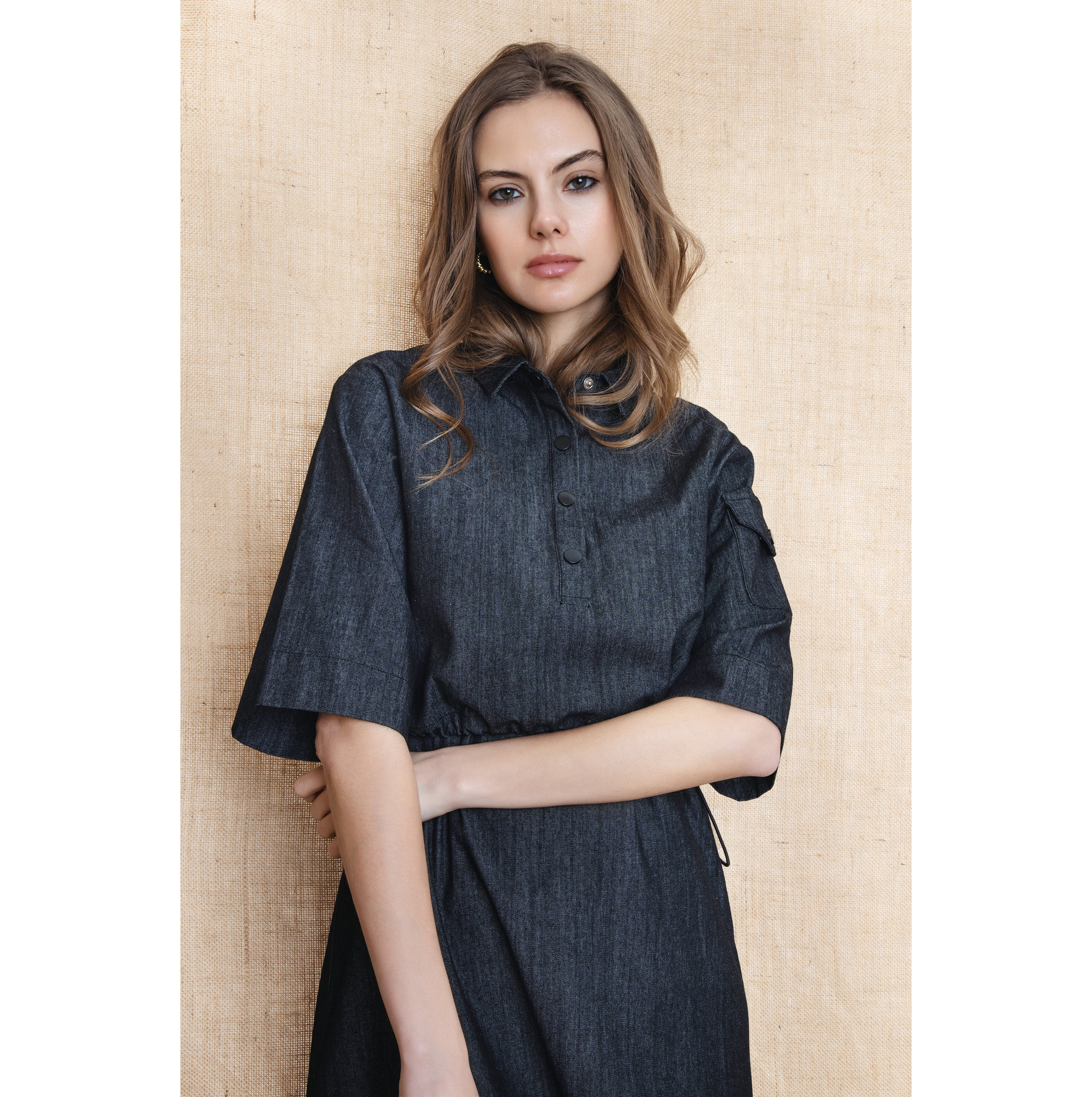 BLACK DENIM LYLAH BLOUSE