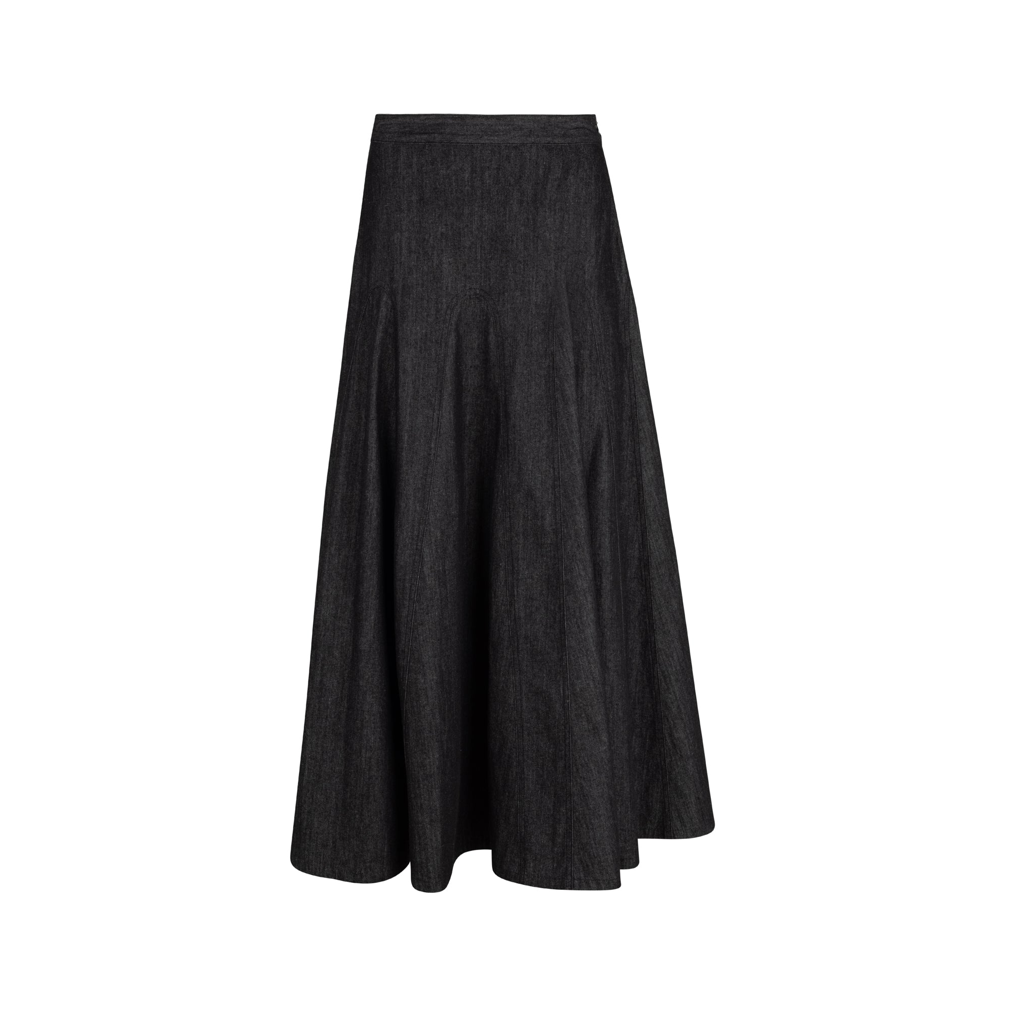 BLACK DENIM LUMEN SKIRT