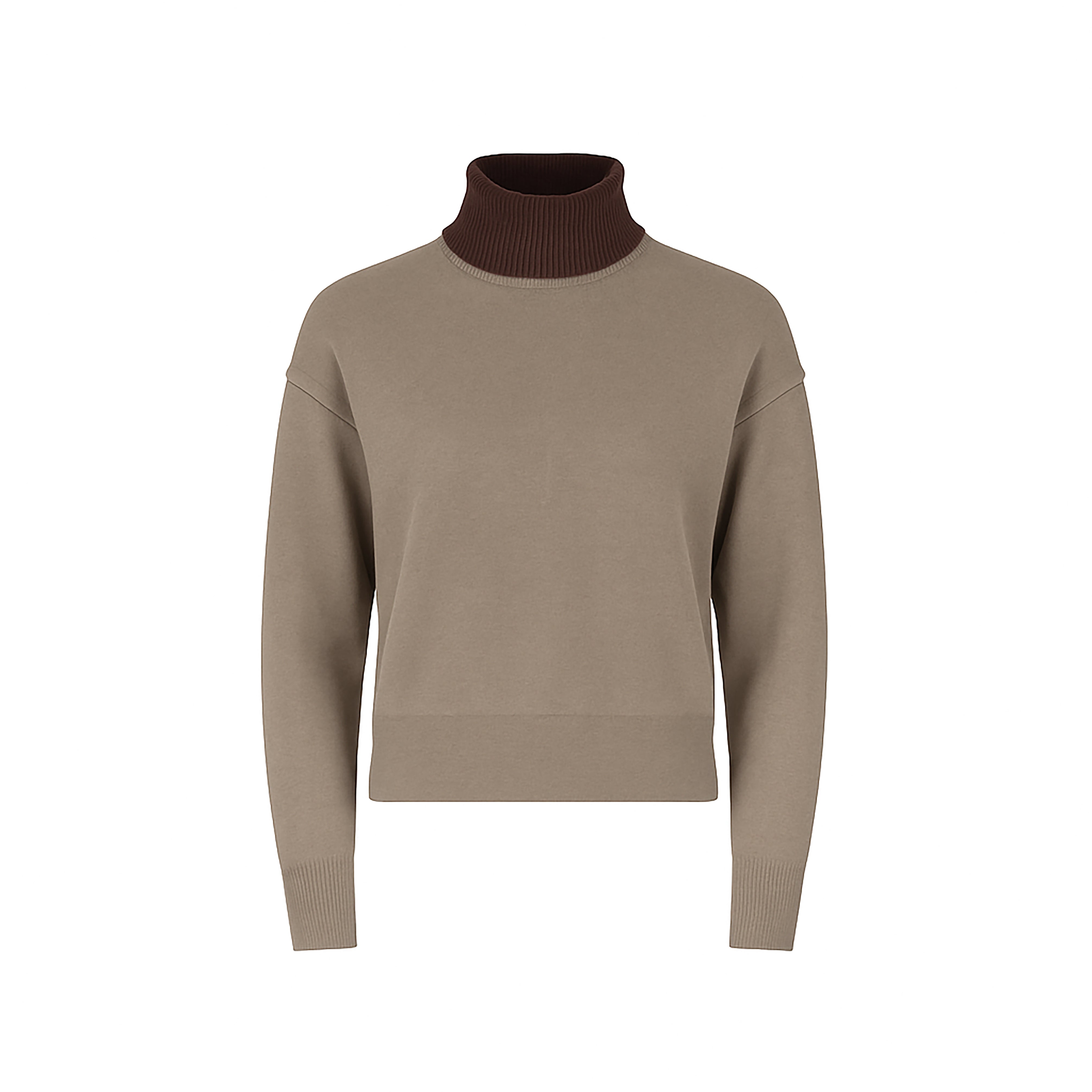 TAUPE ROLL NECK SWEATER